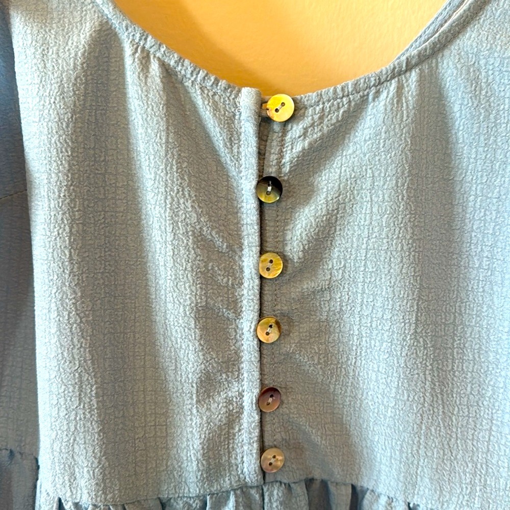 Lizard Thicket Chic Light Blue Ruffle Romper - Picture 3 of 4